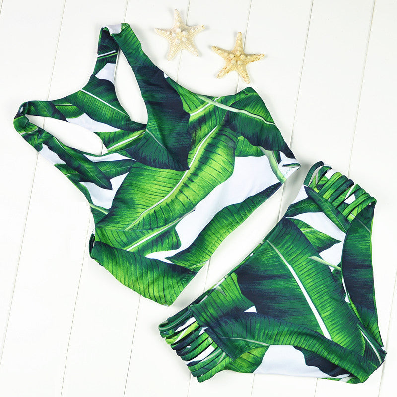 Vintage Bandeau High Neck Bikini Set