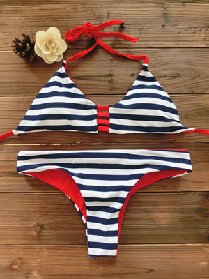 Cut-Out Bandeau Tribal Print Bikini Set