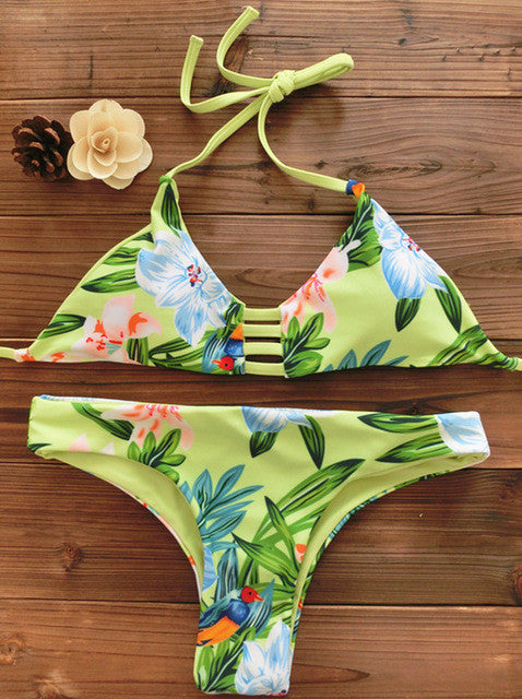 Cut-Out Bandeau Tribal Print Bikini Set