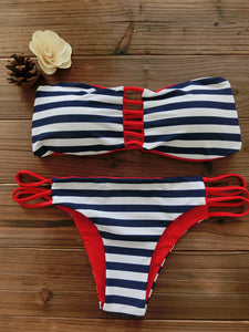 Cut-Out Bandeau Tribal Print Bikini Set