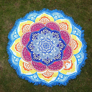 Tassel India Tapestry Lotus Mandala Beach Towel