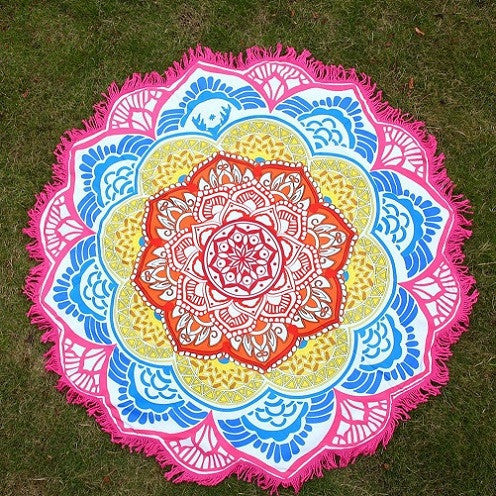 Tassel India Tapestry Lotus Mandala Beach Towel