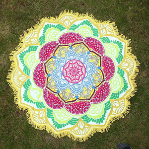 Tassel India Tapestry Lotus Mandala Beach Towel