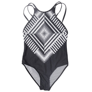 Mono Chrome One-piece Bikini Tribal Print Swimsuit