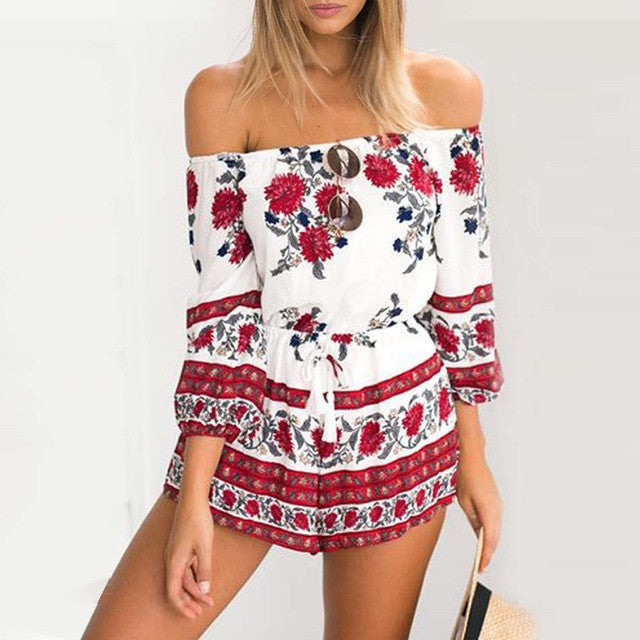 Off Shoulder Floral Romper