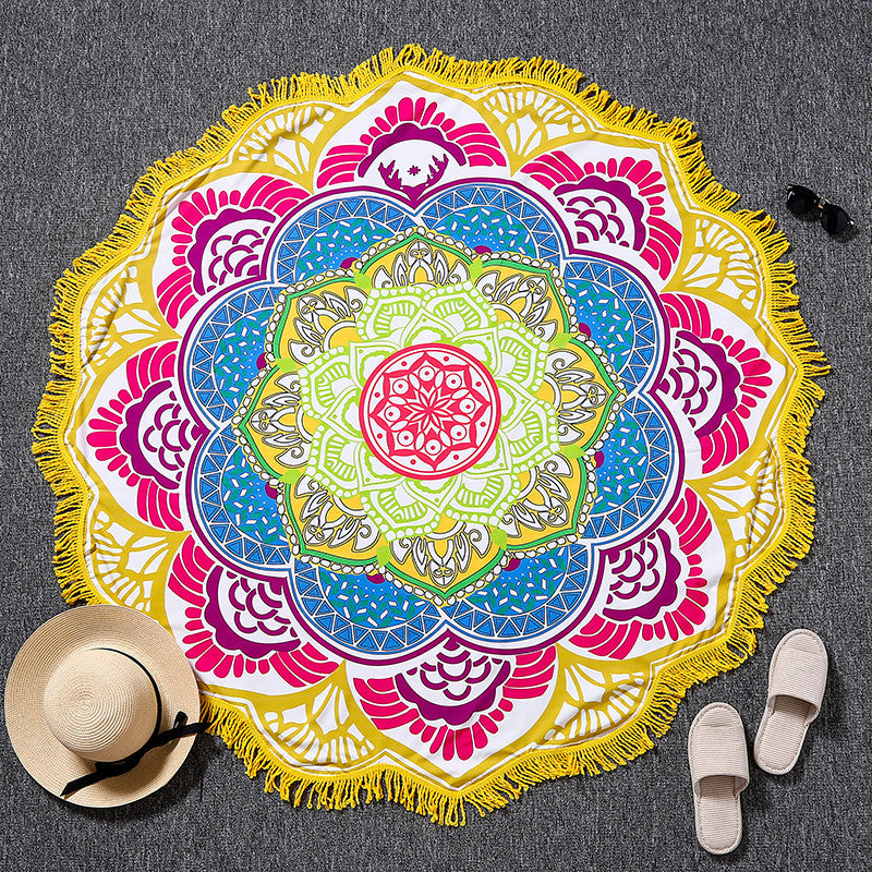 Indian Bohemian Tapestry Totem Lotus Mandala Beach Towel