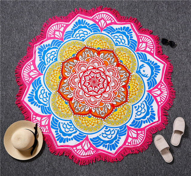 Indian Bohemian Tapestry Totem Lotus Mandala Beach Towel