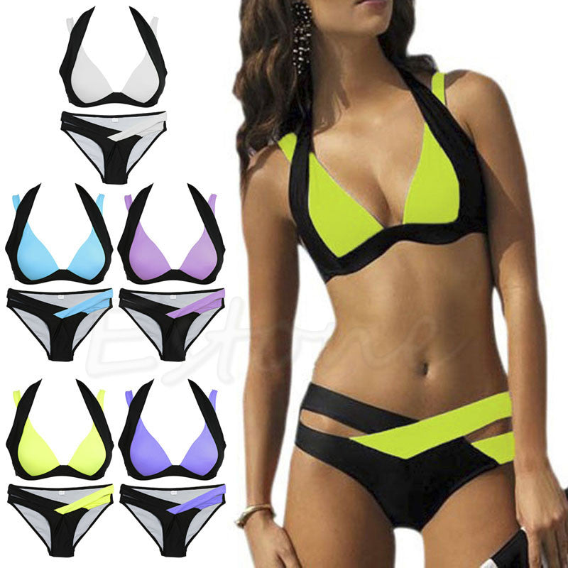 Two Tone Bandage Bikini Set