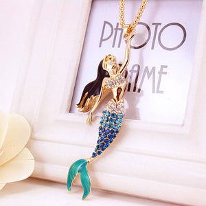 Enamel Crystal Mermaid Rhinestone Pendant