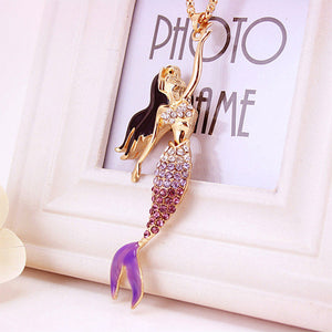 Enamel Crystal Mermaid Rhinestone Pendant