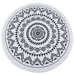 Black Sun Mandala Beach Towel