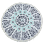 Blue Flowered Mandala Beach Towel