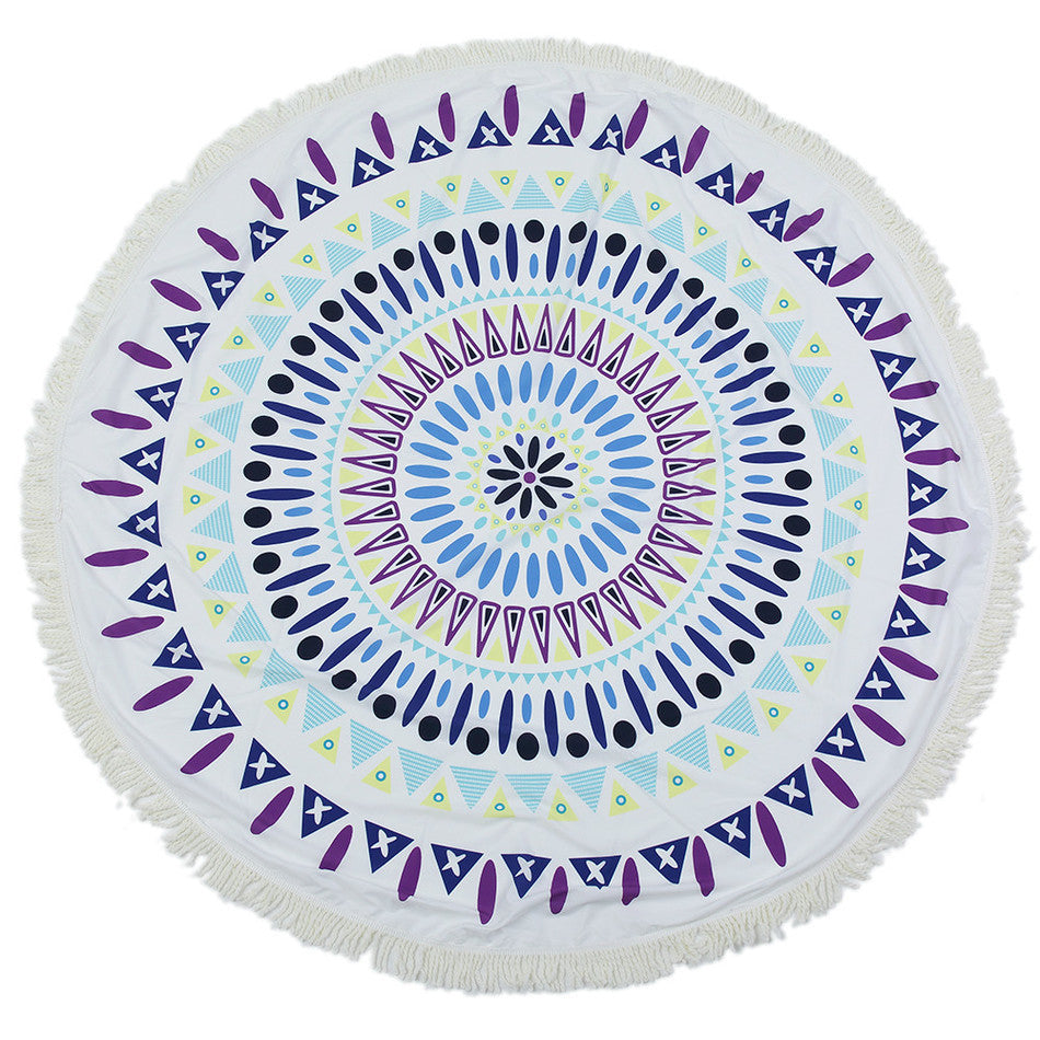 Blue Spear Mandala Beach Towel