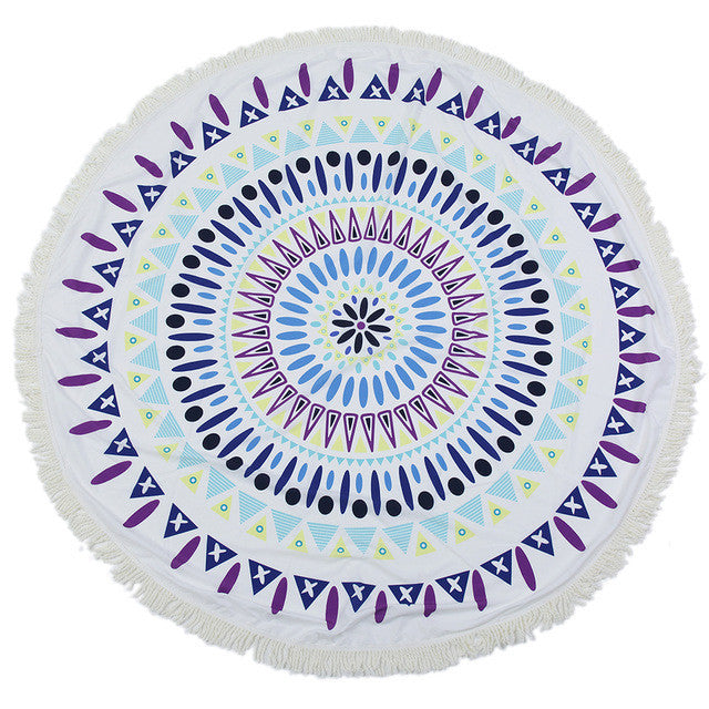 Blue Spear Mandala Beach Towel