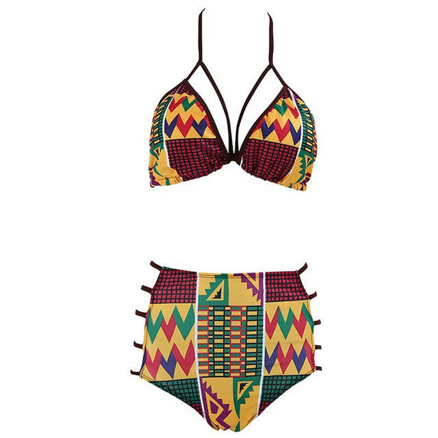 Two piece Tribal Halter Neck Bikini Set