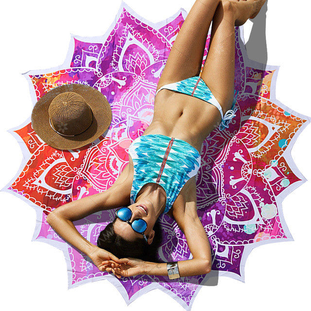 Indian Bohemian Lotem Lotus Sandy Beach Towel