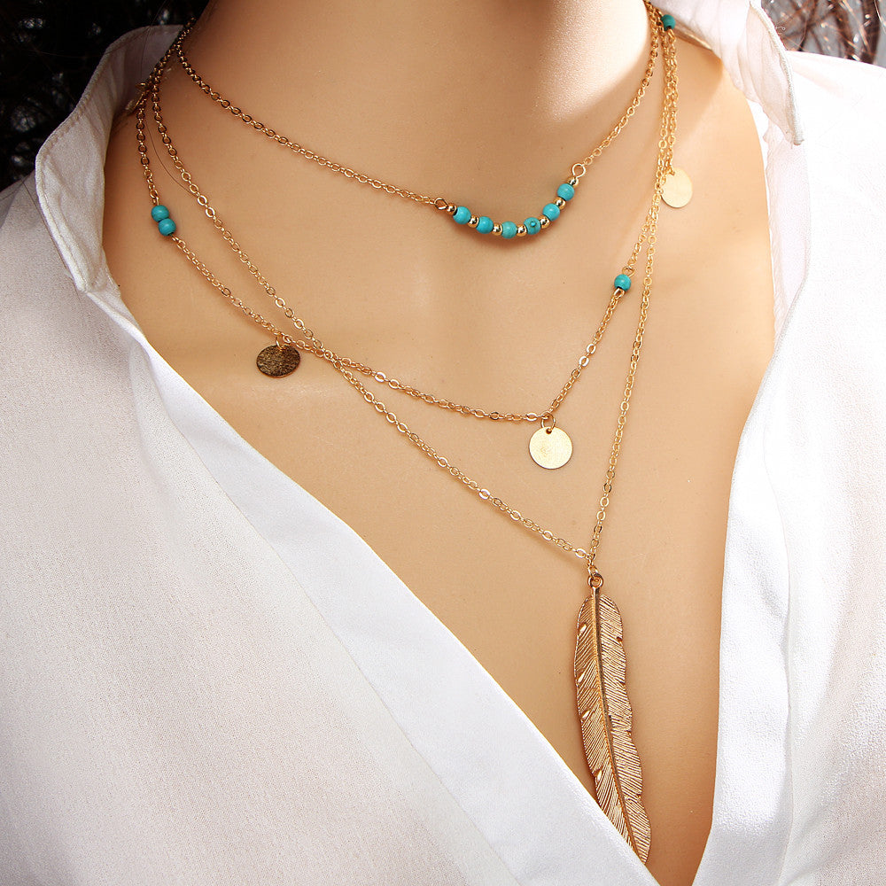 Multi Layer Leaf Chain Necklace