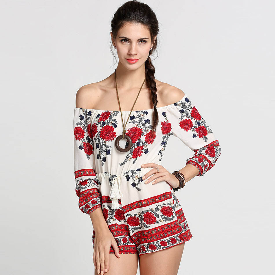 Off Shoulder Floral Romper