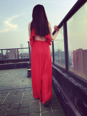 Spaghetti Top Loose Chiffon Jumpsuit