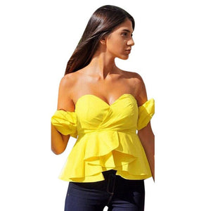 Felicita - Off Shoulder Blouse Summer Sexy Butterfly Sleeve with Ruffles Top