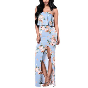 Emma- Bohemian Split Maxi Dress with Sleeveless Strap Bodycon Dress