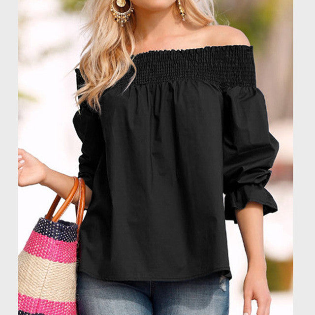 Celmia Off- Shoulder Slack Neck with Bow-knot Back Top